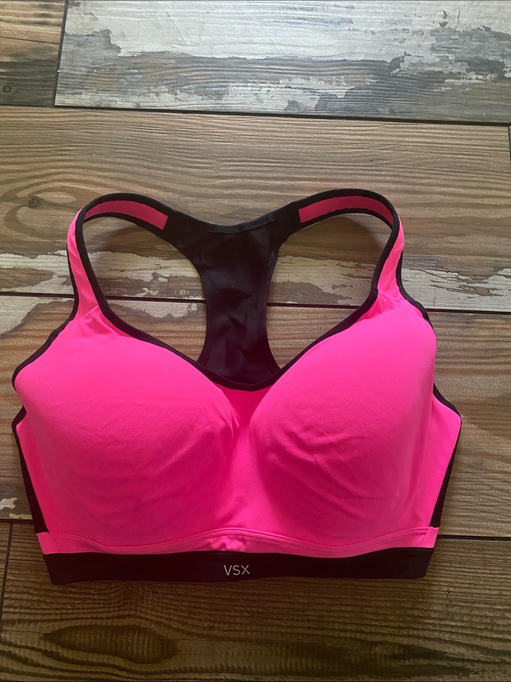 VSX Neon Pink and Black Racerback Sports Bra